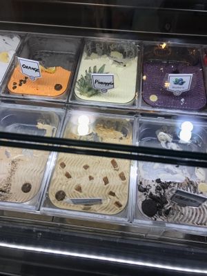 Orange and a new pineapple vegan gelato flavor! at Cattarissimo in Kotor