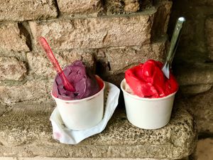 Vegan gelato after a long morning hike up the mountain at Cattarissimo in Kotor