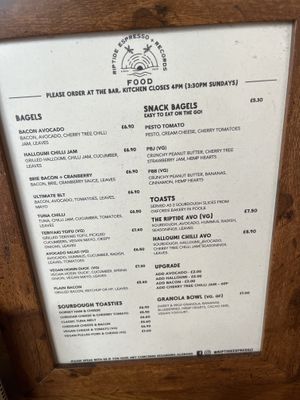 Scran menu   at Riptide   in Poole