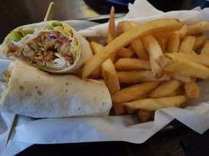'Seitans little helper' with fries at The Cluny in Newcastle Upon Tyne