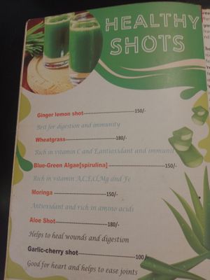 Menu at Okra Juice Bar in Nairobi