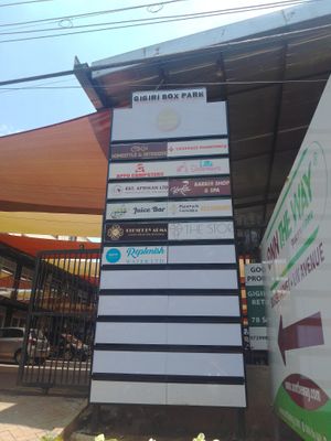 Front of Gigiri Box Park at Okra Juice Bar in Nairobi