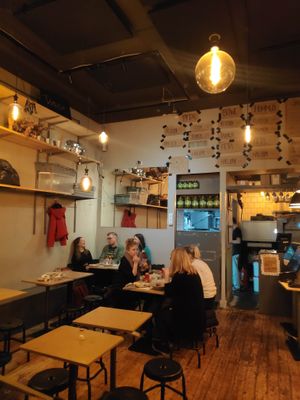 Restaurant from inside at Ta'ameya Falafel in Stockholm