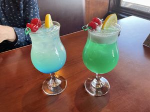 Blue moon mock tail and blue Hawaii mock tail  at Mai Thai in Orange