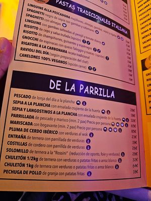 Menu at Da Giovanni in Tossa De Mar