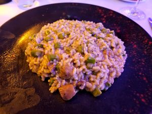 Boletus risotto with added asparagus. at Da Giovanni in Tossa De Mar
