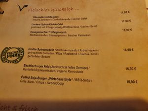 Speisekarte at Wirtshaus im Tutzinger Hof in Starnberg