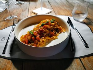 Vegan Tagliatelle at Esan in Rhodes