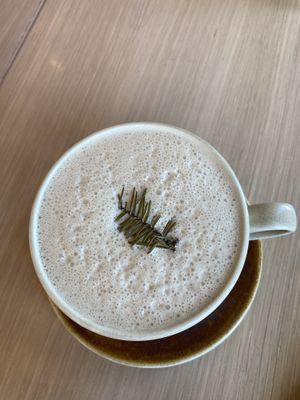 Green winter latte  at Owamni by The Sioux Chef in Minneapolis