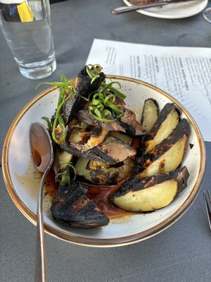 Sweet potato with chili oil  at Owamni by The Sioux Chef in Minneapolis