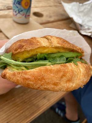 Benny on croissant at Chubby Bunny in Portland