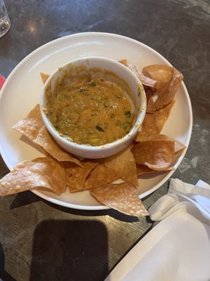 Half eaten vegan queso at HG SPLY CO in Dallas