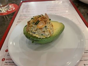 Avocado stuffed with chickpea ‘egg’! Delicious!  at HG SPLY CO in Dallas
