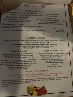 Menu at The Kalymnos Experience Healthy Food Bar in Kalymnos