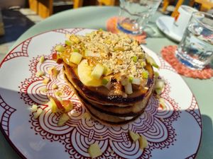 Vegan pancakes🤤 at The Kalymnos Experience Healthy Food Bar in Kalymnos