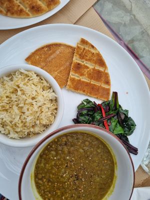 Dhal bhat - cannot recommend enough. So comforting and delicious. at The Kalymnos Experience Healthy Food Bar in Kalymnos