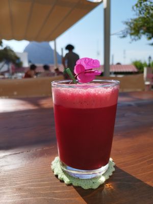 Beetnik poem (beetroot, pineapple, red apple, carrot, celery) at The Kalymnos Experience Healthy Food Bar in Kalymnos