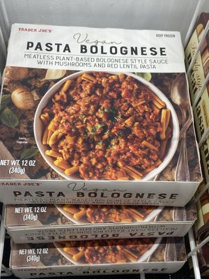 Vegan frozen pasta Bolognese  at Trader Joe's in Irvine