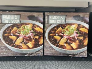 Vegan kimchi and tofu soup  at Trader Joe's in Irvine