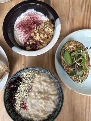 Turkish Yogurt, avaovado bread and salty porridge   at Flät no 14 in Helsinki