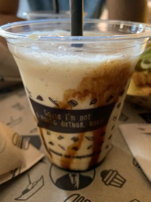 caramel milkshake (not a plastic package!) at VINCENT - Hauptbahnhof Hamburg in Hamburg