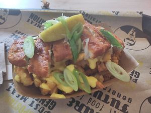 Vish and Chips with Garlicky Kurkuma sauce at VINCENT - Hauptbahnhof Hamburg in Hamburg