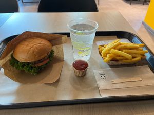 VegLentil Burger + Crunchy Fries at VINCENT - Hauptbahnhof Hamburg in Hamburg