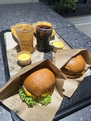 Couple of the ‘beef’ patty options. Stunning.   at VINCENT - Hauptbahnhof Hamburg in Hamburg