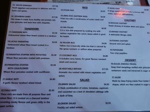 Vegan menu at Bombay Kitchen Cairns in Cairns