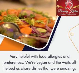 Vegan and vegetarian menu available  at Bombay Kitchen Cairns in Cairns