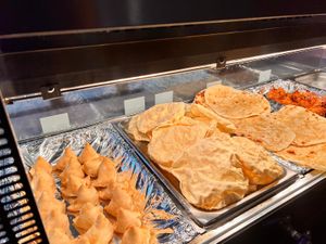 Veg samosa , papdums   at Bombay Kitchen Cairns in Cairns