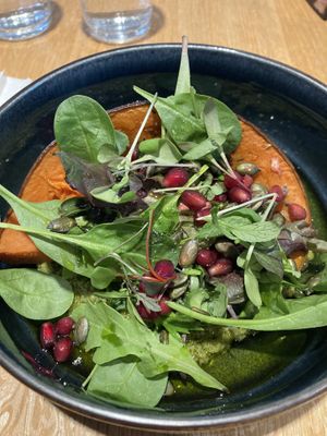 Pumpkin steak, parsley pesto  at Kohvik Muna in Narva