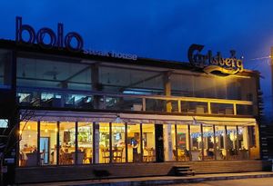 View from the beach after sunset at Bolo Steak House in Vama Veche