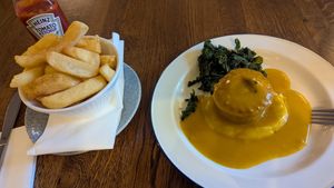 Mini pie and chips at The Corn Mill in Llangollen