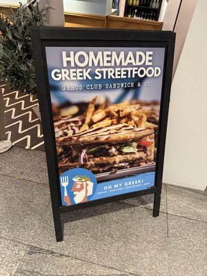Sign  at Oh My Greek in Winterthur