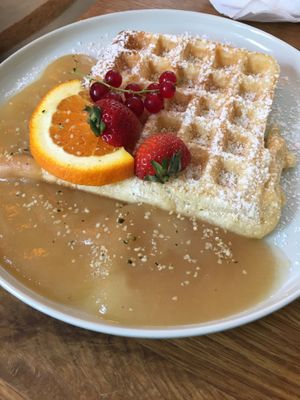 Waffle with apple sauce   at Glückskind in Rostock