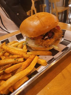 burgers and fries at KURA in Warsaw