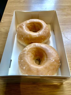 Glazed donuts   at Greggs in Manchester