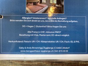 Kennzeichnung / Glutenfrei möglich. at Berggasthaus Eggberge in Altdorf