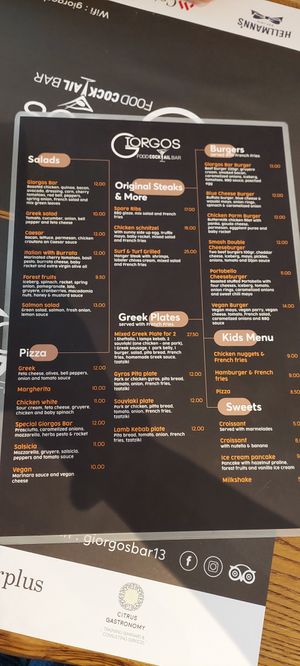 Menu, May 2023 at Giorgos in Rhodes