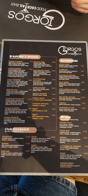 Menu, May 2023 at Giorgos in Rhodes