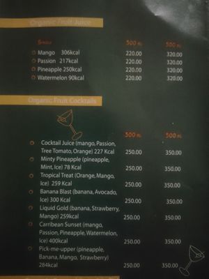 Menu at Bridges Organic Health Restaurant - Kaunda Str. in Nairobi
