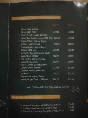 Menu at Bridges Organic Health Restaurant - Kaunda Str. in Nairobi
