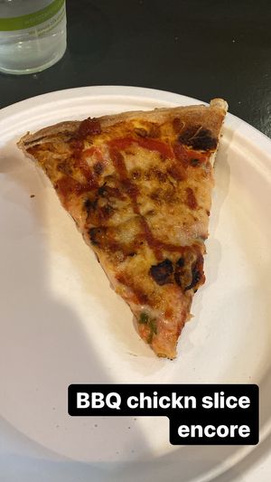 BBQ chicken pizza at PlantPub in Cambridge