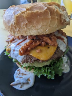 BBQ jackfruit guac burger! at PlantPub in Cambridge