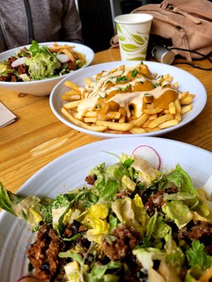 Taco bowls and Chili Fries! at PlantPub in Cambridge