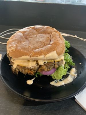 OBSESSED with this burger  at PlantPub in Cambridge