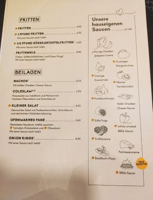 Side dishes (vegan options marked yellow) at Peter Pane in Cologne