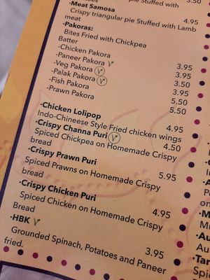 Starters at Mirchis Tandoori in Tenerife