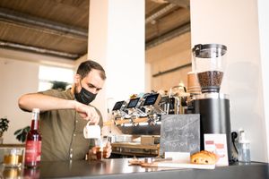 coffee in the making at Market by Jeremy in Luxembourg City